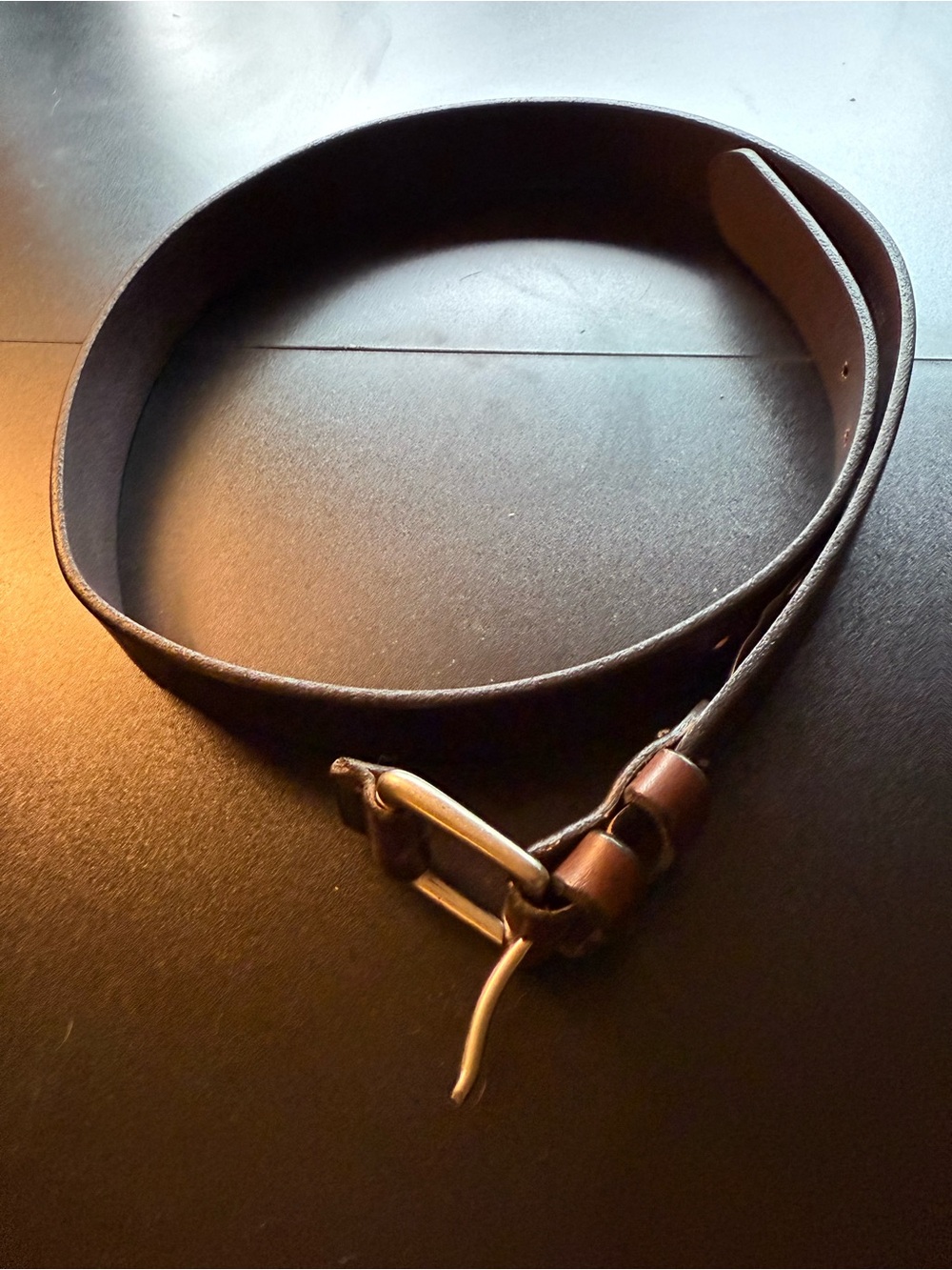 Vintage Structure Leather Men's Belt - Brown size 36